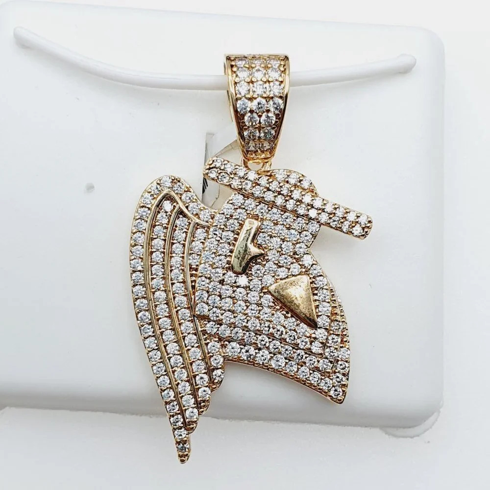 "14K Gold Plated Cubic Zircon Pendant, INUS1BR214
